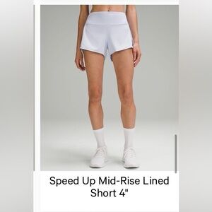 Lulu Speed Up Mid-Rise Lined 4" Shorts in sold out Light blue